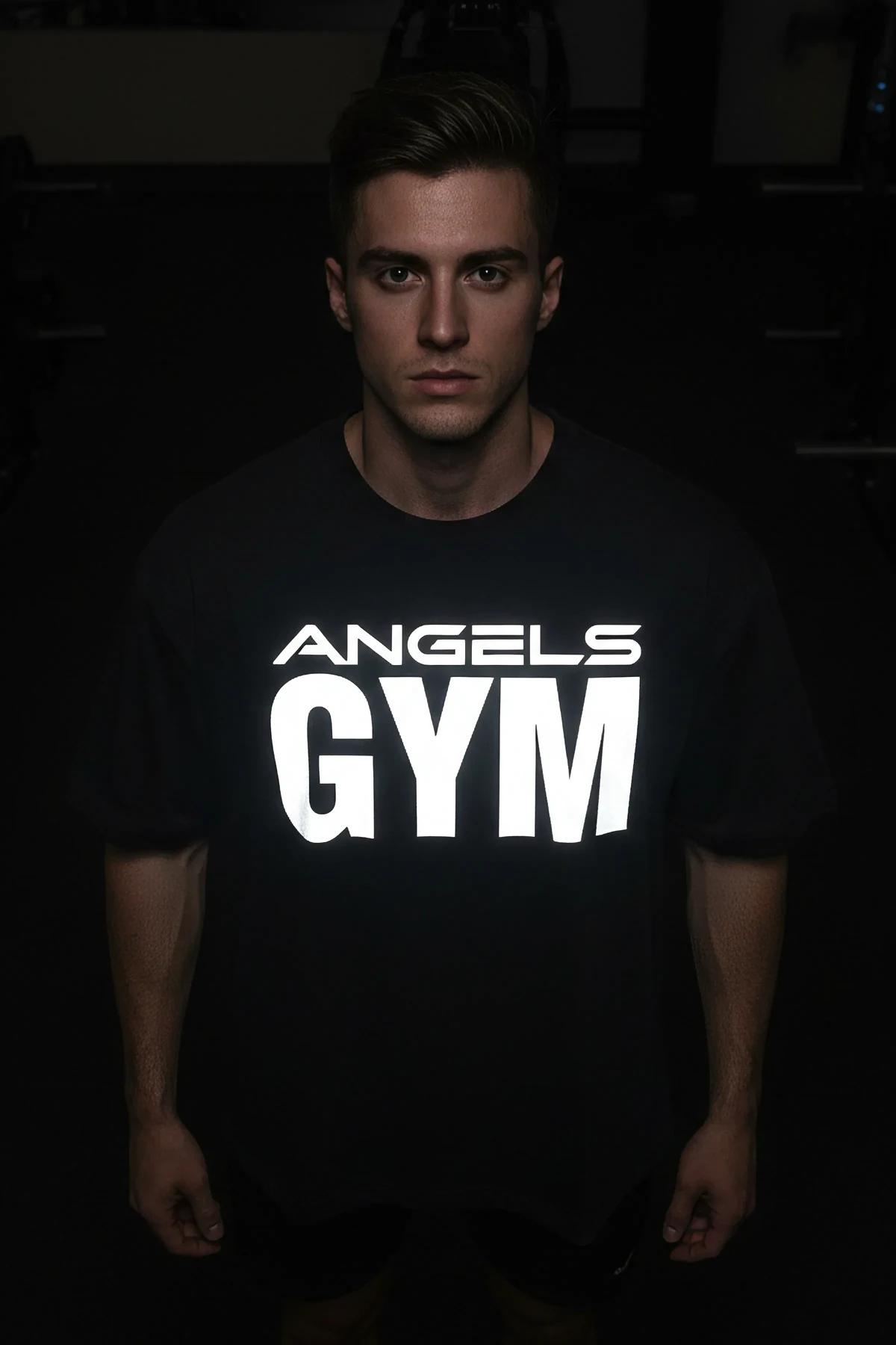 bold white logo print detail on black medium-weight jersey oversized crew neck tee