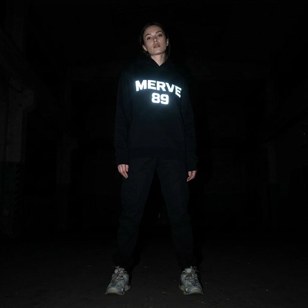 MERVE Baskılı Siyah Sweatshirt