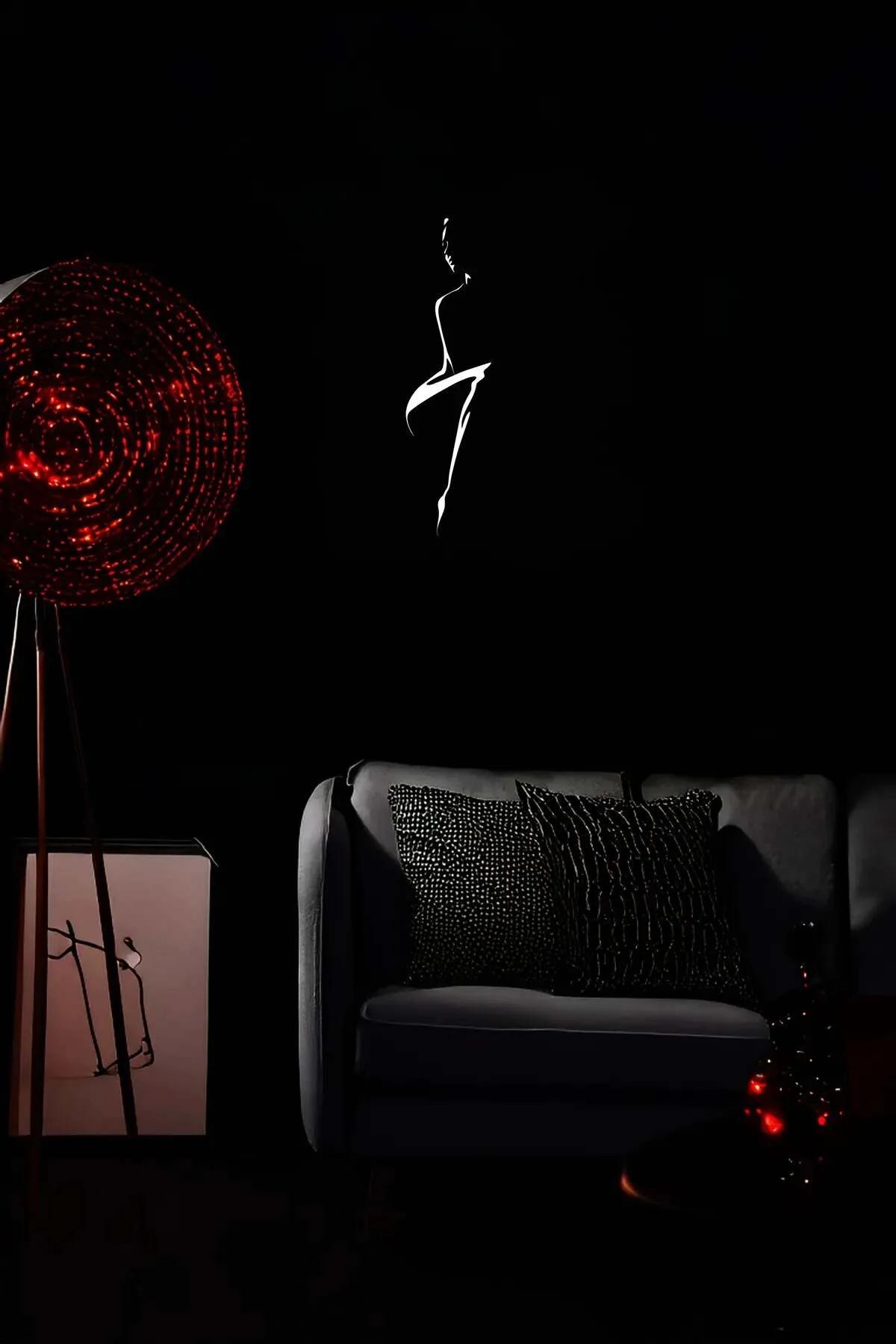 modern oturma odası kanepe arkası siyah beyaz minimalist figüratif tablo dekor