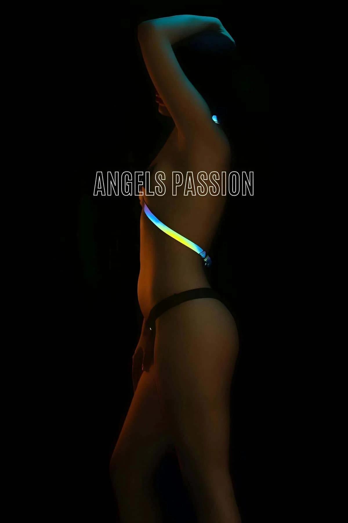 parlayan harness yansıtıcı şerit yakın plan gökkuşağı renk efekti karanlık