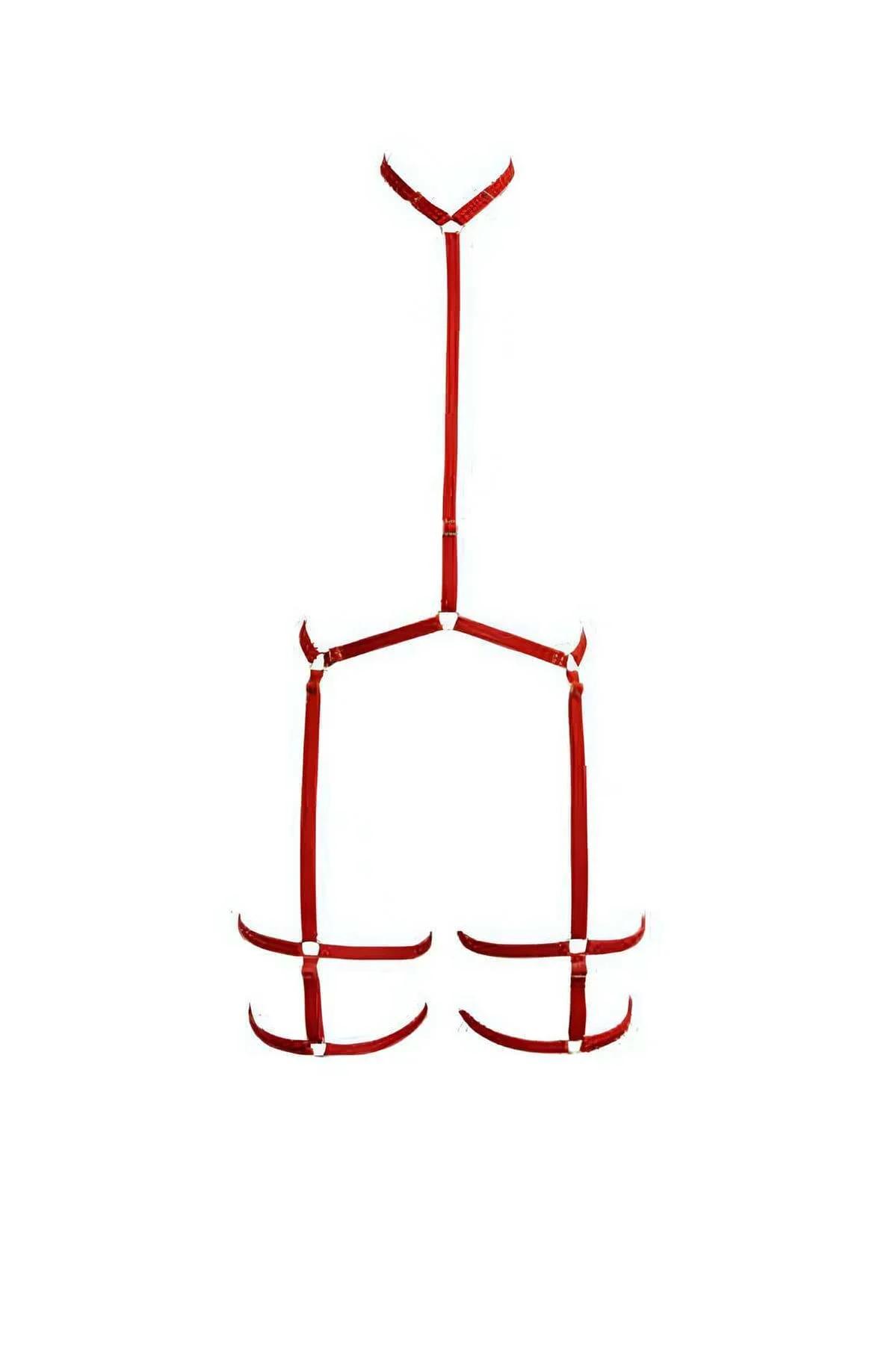 bordo lastik harness bel bant detayı altın rengi metal halka bağlantısı