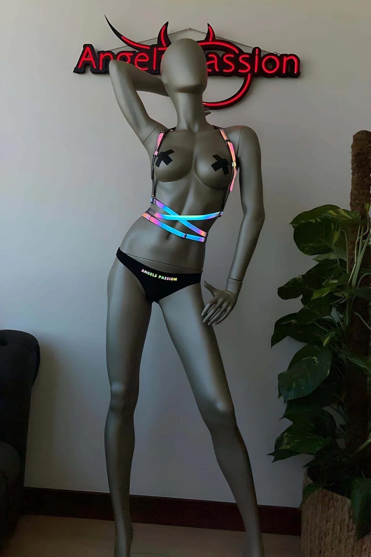 reflektif harness bant dokusu polyester kaplama yüzey detay fotoğrafı