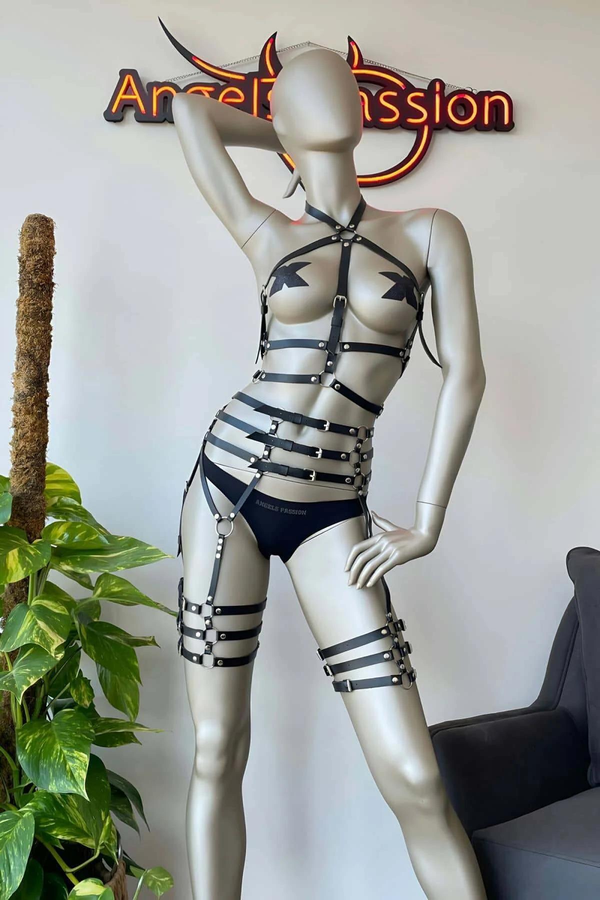 bel jartiyer harness dört yatay kayış mandallı metal toka