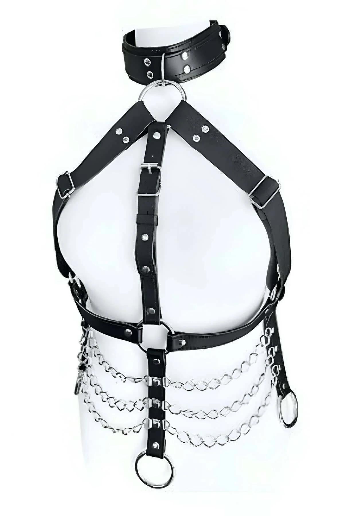 ayarlanabilir toka göğüs harness siyah deri yan açı