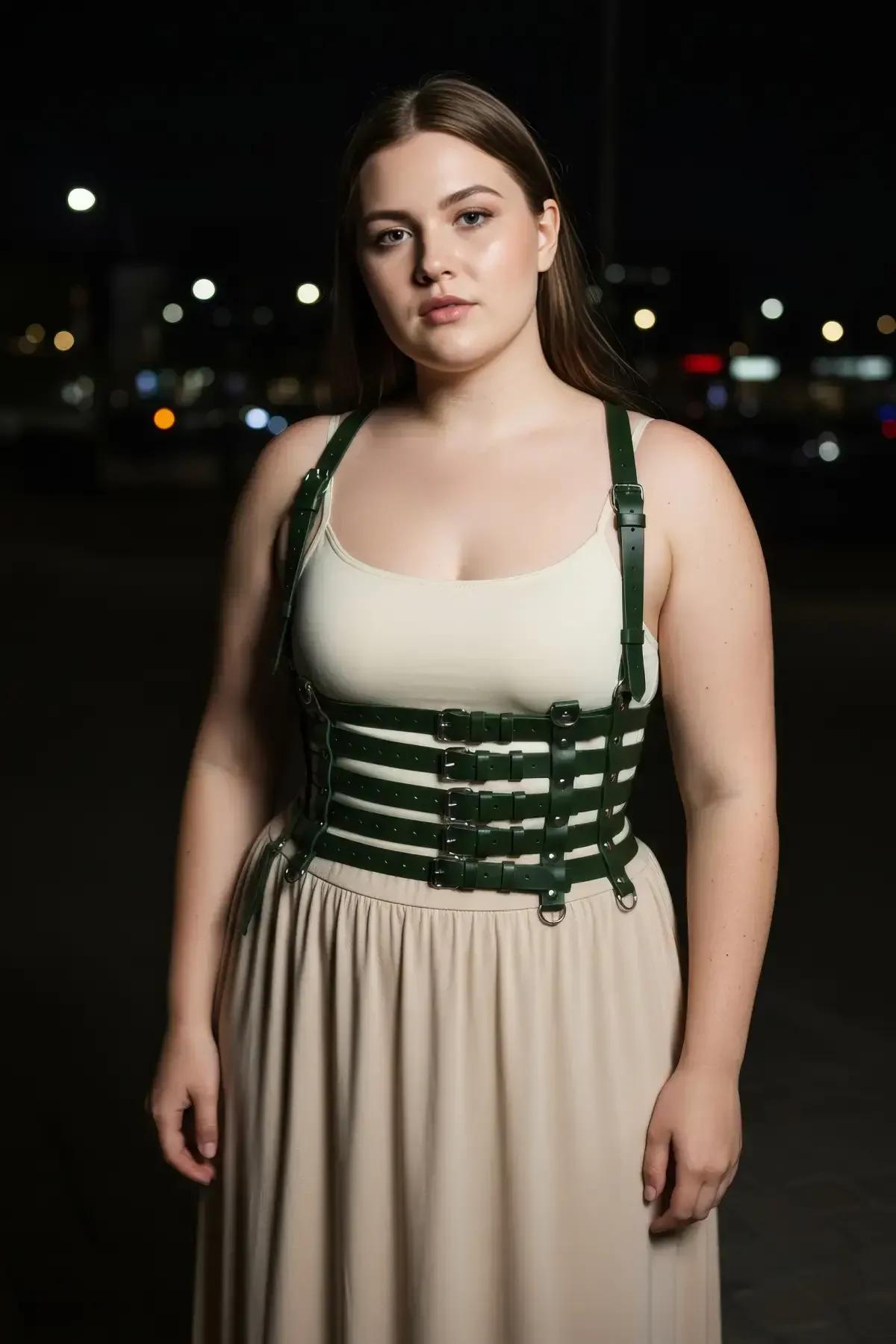 army green multi-band waist harness with adjustable shoulder straps side angle view