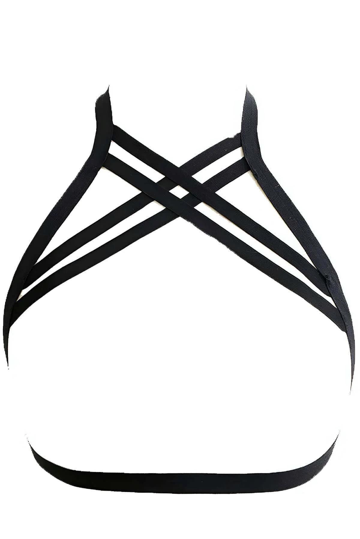 elastik göğüs harness siyah bant eni 2 cm metal toka yok