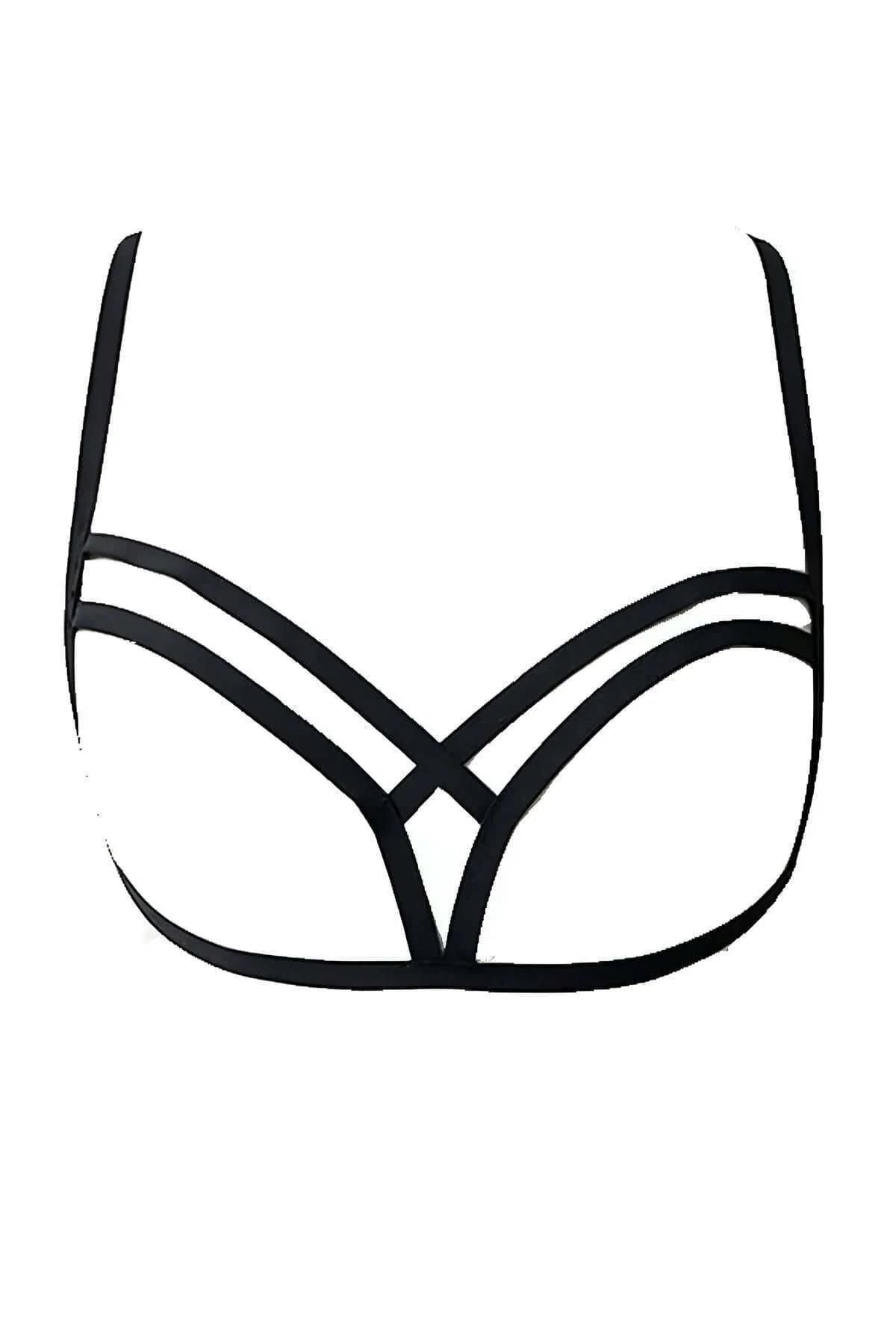 siyah lastik harness omuz askısı ve bel bandı detayı yakın çekim