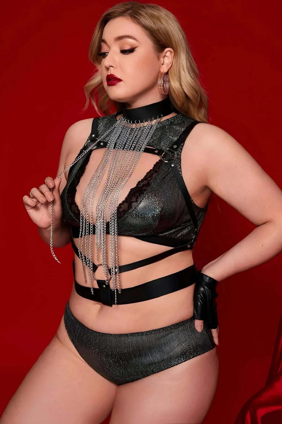 siyah suni deri göğüs harness plus size beden uyumu yan açı