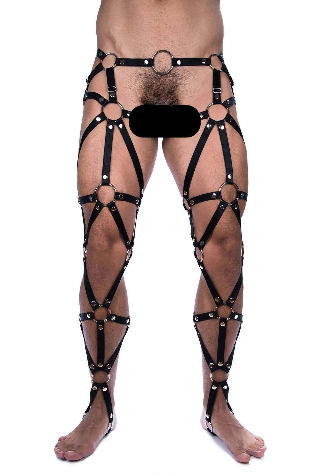 erkek harness diz halkası ve çapraz şerit geometrik yapı detayı