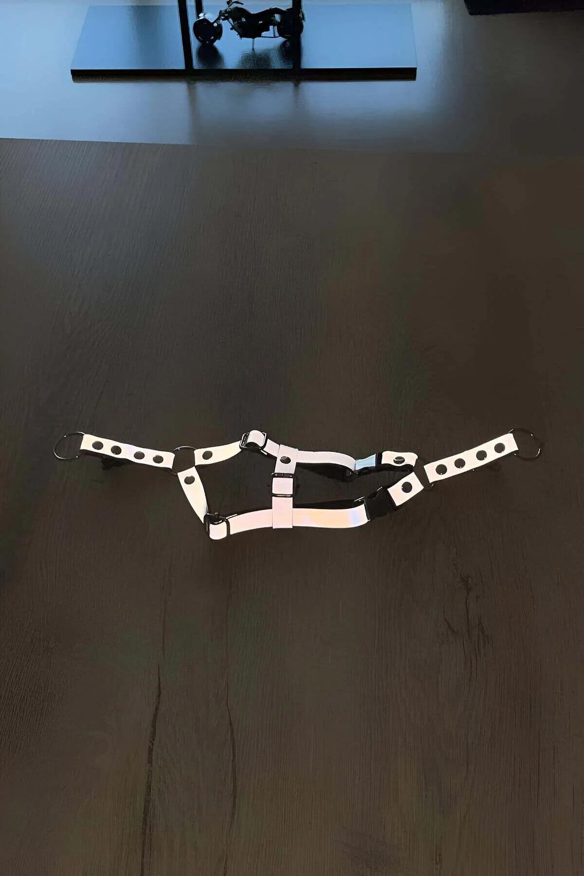 siyah naylon kedi harness ayarlanabilir kayış yan toka detayı
