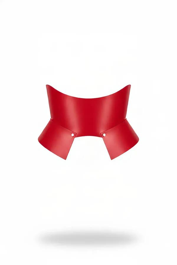 kırmızı faux leather korse tipi geniş bel kemeri metal çıtçıt kapama yapısal form