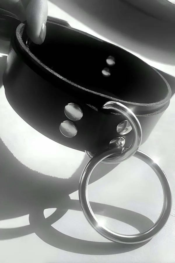 siyah vegan deri choker gümüş O-halka detaylı deri tasma boyunluk 3-4 cm bant