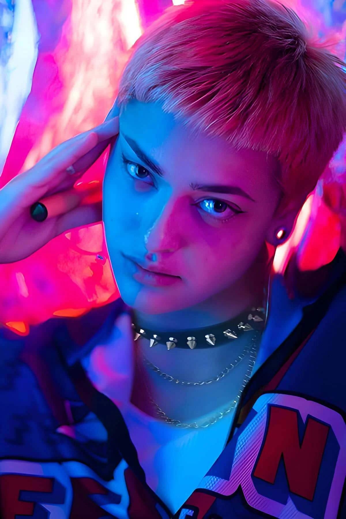 çivili siyah deri choker konik gümüş çiviler ve ince zincir kolye punk boyun aksesuarı