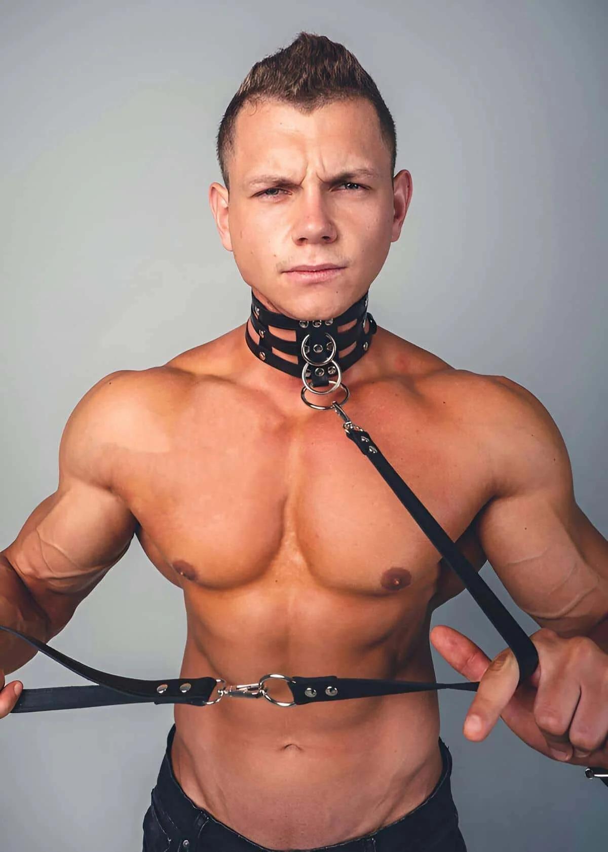 erkek siyah suni deri tasma harness takımı çok bantlı boyun tasması ve uzun kayış gümüş O-halka